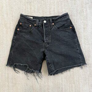 Levi's Premium 501 Long Mid Thigh Button Fly Cutoff Jeans Denim Shorts 26